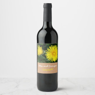 Two Dandelions Personalized Wedding Wine Label