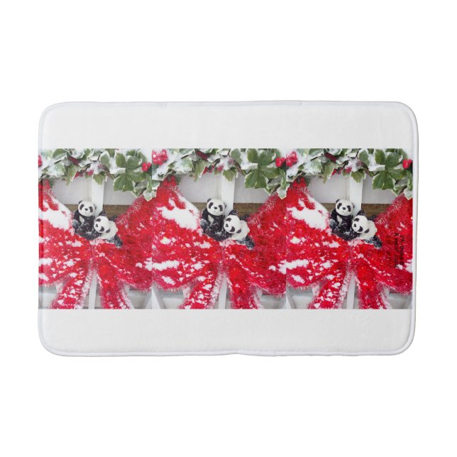 Two Darling Pandas at Christmas  Bath Mat (Front)