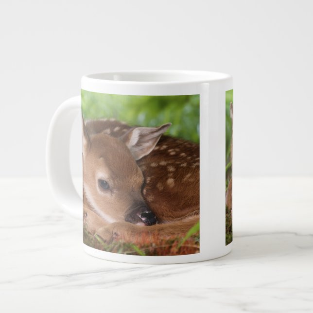 Two day old White-tailed Deer baby, Kentucky. Large Coffee Mug (Front Left)
