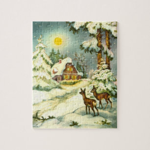 Two deer in the snow jigsaw puzzle