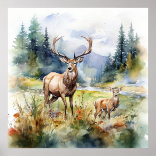 Two Deer Poster