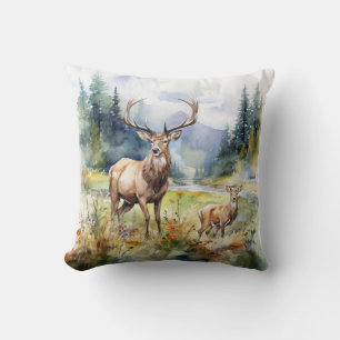 Two Deer Throw Pillow