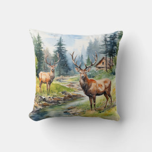 Two Deer Throw Pillow