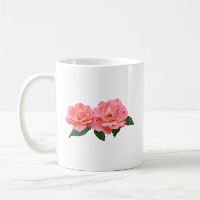Two Delicate Pink Roses Coffee Mug (Left)