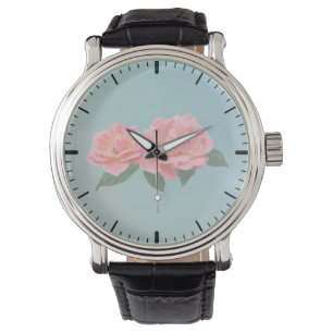 Two Delicate Pink Roses Watch