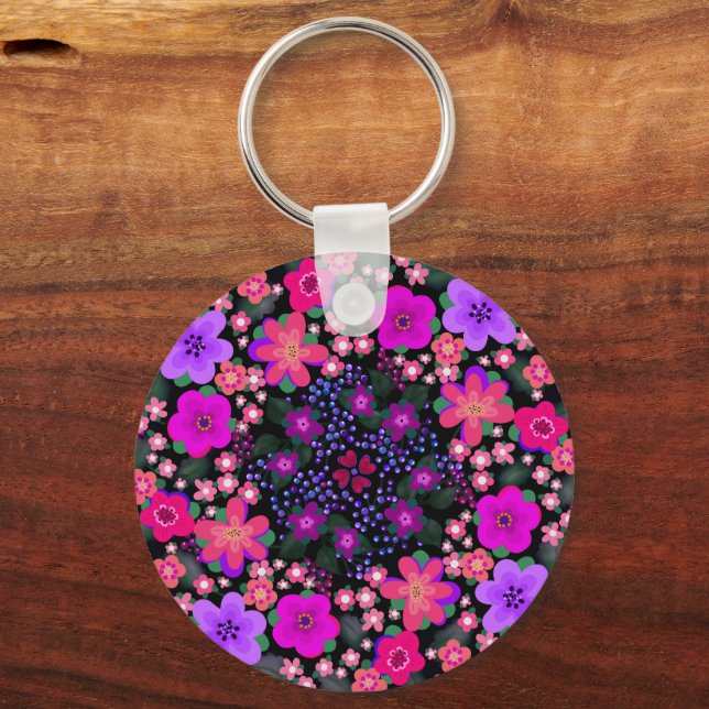 Two Designs Beautiful Flowers  Keychain (Front)