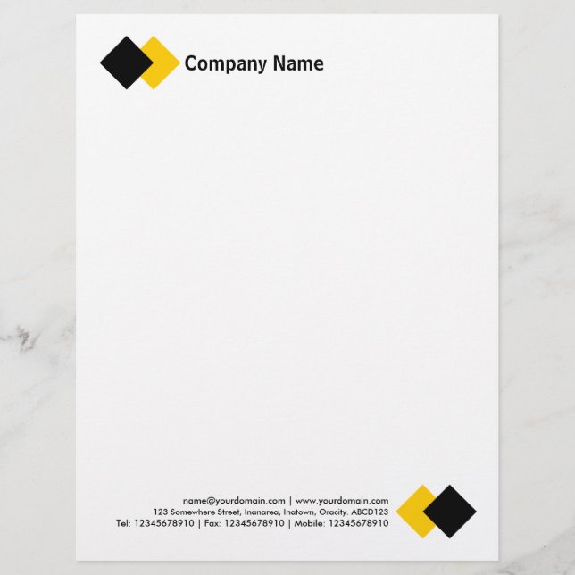 Two Diamonds - Black and Amber Letterhead (Front)