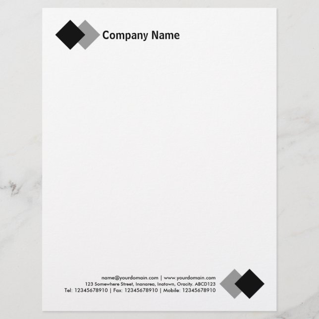 Two Diamonds - Black and Grey Letterhead (Front)