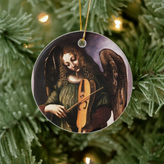 Two Different Angels by Leonardo da Vinci Ceramic Ornament (Tree)