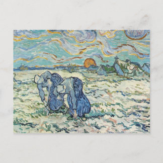 Two digging a grave in the snow by van Gogh Postcard