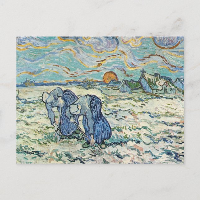 Two digging a grave in the snow by van Gogh Postcard (Front)