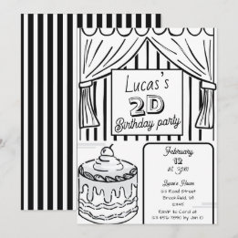 Two Dimensional Comic Style Birthday  Invitation