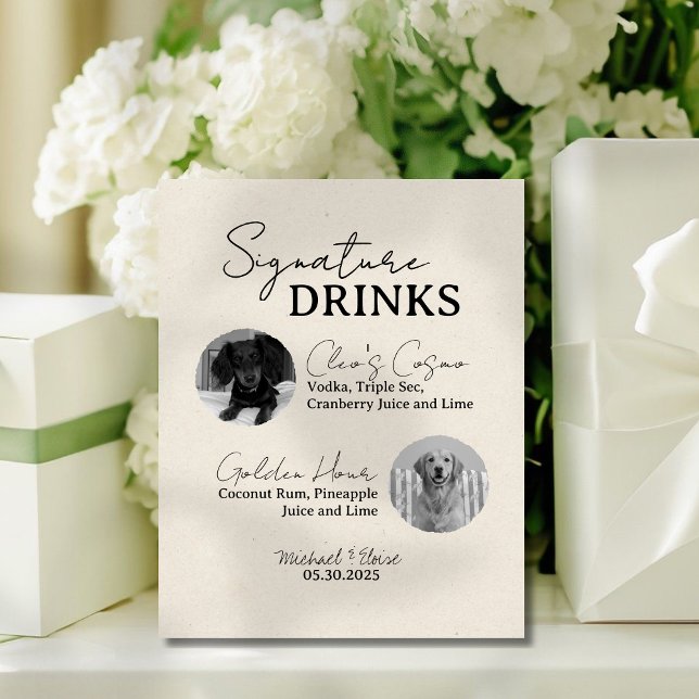 Two Dog Wedding Signature Drinks Bar Sign (This Two Dog Wedding Signature Drinks Bar Sign is perfect for any wedding reception!)