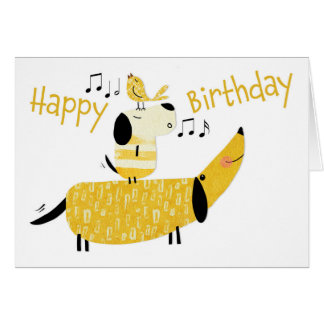 Two Dogs and a Bird Singing Birthday