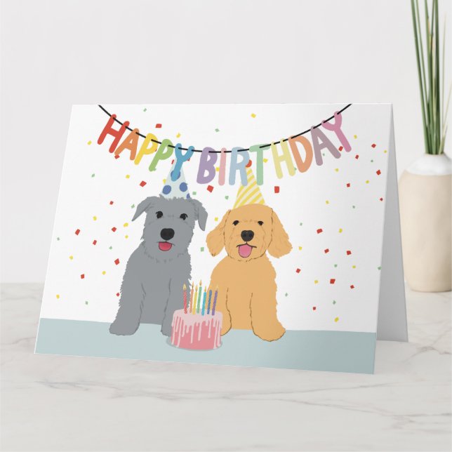 Two dogs birthday party card (Front)
