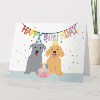 Two dogs birthday party card