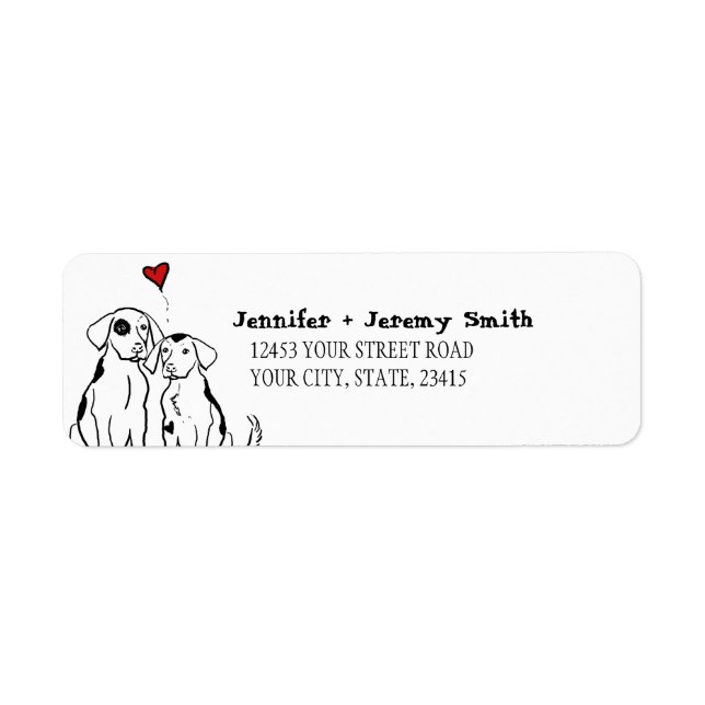 Two Dogs Puppy Love Return Address Label (Front)