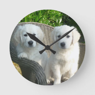 Two Dogs Round Clock