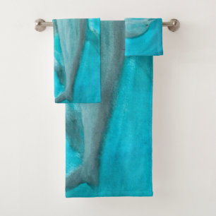 Two Dolphins Playing Wild and Free in the Ocean Bath Towel Set