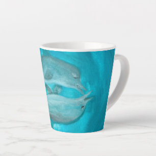 Two Dolphins Playing Wild and Free in the Ocean Latte Mug
