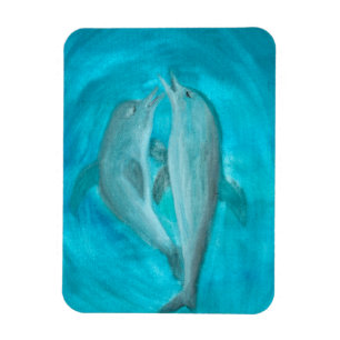 Two Dolphins Playing Wild and Free in the Ocean Magnet