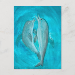 Two Dolphins Playing Wild and Free in the Ocean Postcard