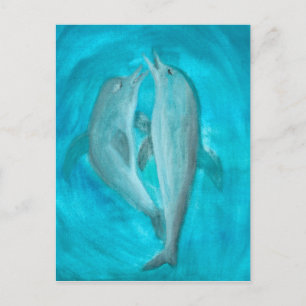 Two Dolphins Playing Wild and Free in the Ocean    Postcard