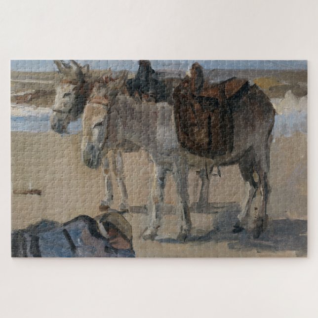 Two Donkeys (by Isaac Israels) Jigsaw Puzzle (Horizontal)