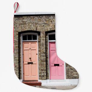 TWO DOORS TOGETHER DURING DAYTIME SMALL CHRISTMAS STOCKING
