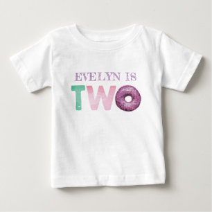Two Doughnut Birthday Personalized Baby T-Shirt