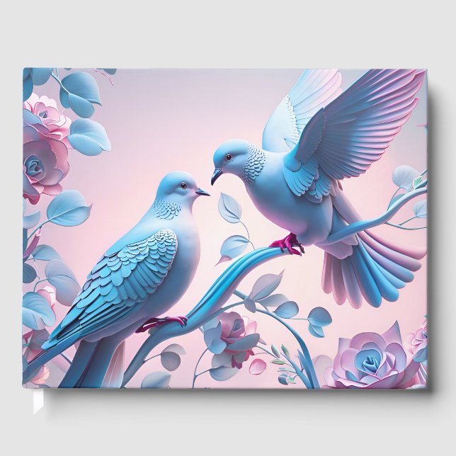 Two doves Flat Thank You Card Guest Book (Front)
