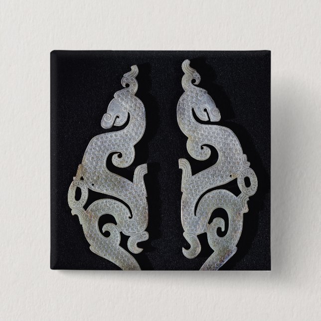 Two Dragons, c.475-221 BC 2 Inch Square Button (Front)