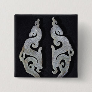 Two Dragons, c.475-221 BC 2 Inch Square Button