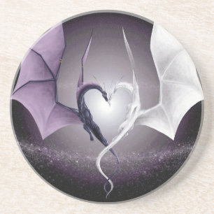 Two Dragons w/ One Heart Coaster