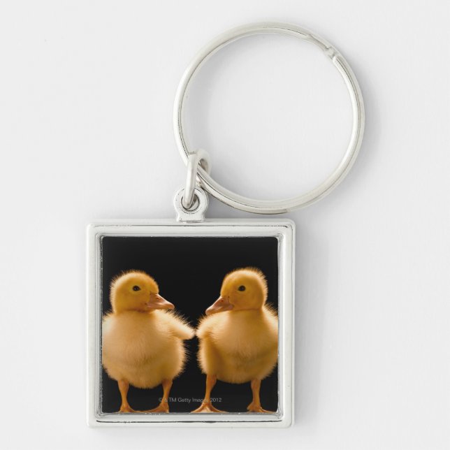 Two ducklings looking at one another keychain (Front)