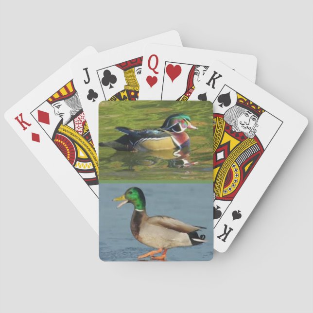 Two ducks on a deck of playing cards (Back)