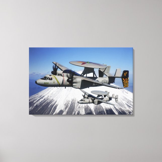 Two E-2C Hawkeyes conduct a flyby Canvas Print (Front)