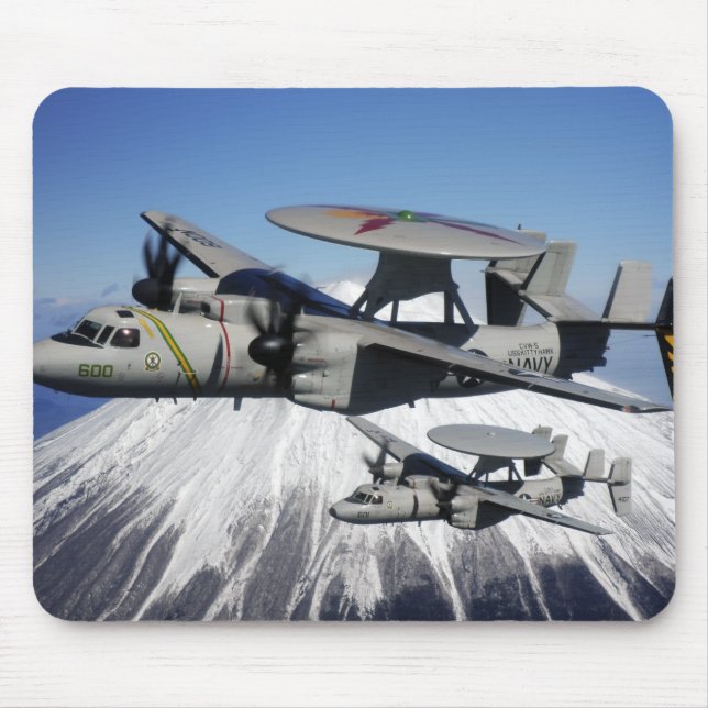 Two E-2C Hawkeyes conduct a flyby Mouse Pad (Front)