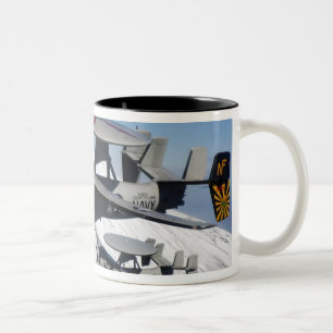 Two E-2C Hawkeyes conduct a flyby Two-Tone Coffee Mug