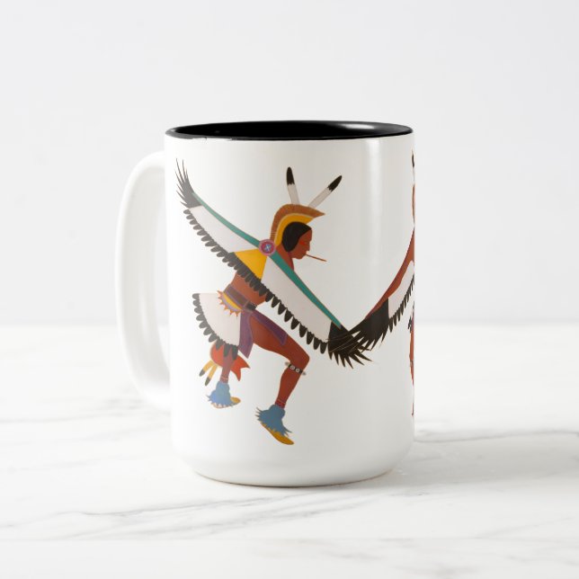 Two Eagle Dancers Two-Tone Coffee Mug (Front Left)