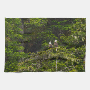Two Eagles Perched Painterly Kitchen Towel