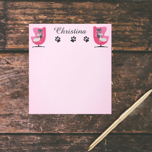 Two Elegant Cats in Mid Century Chair Pale Pink Notepad