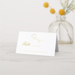 Two Elegant Gold Hearts   Personalized Wedding Place Card