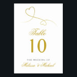 Two Elegant Gold Hearts | Personalized Wedding Table Number<br><div class="desc">NewParkLane - Elegant personalized wedding tabel number cards, with two faux gold swirly hearts, against a white background. With 'Table' and the names of the bride and groom in elegant script typography in gold. Easy to customize in Zazzle with your own text for a personalized design. All text styles, colours,...</div>