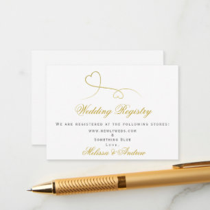 Two Elegant Gold Hearts   Wedding Registry Insert