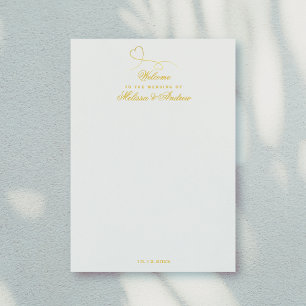Two Elegant Gold Hearts Wedding Welcome Letter