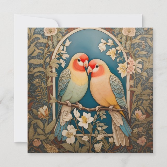 Two Elegant Lovebirds Vintage Floral (Front)