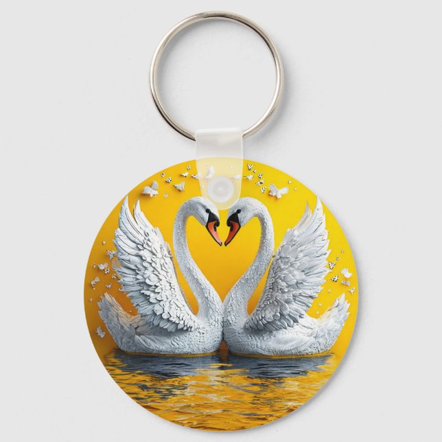 Two Elegant Swans Keychain (Front)