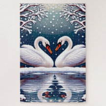 Two elegant white swans