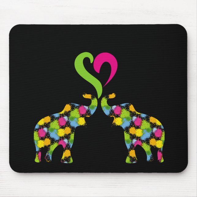 Two elephants in love mouse pad (Front)